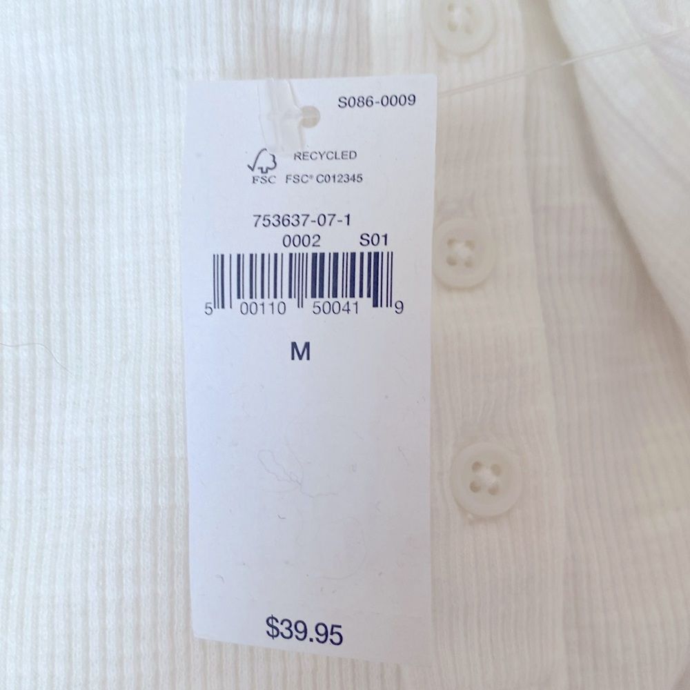 GAP Rib Henley neck long sleeve shirt size M Cottage Core Casual NWT - Picture 5 of 13